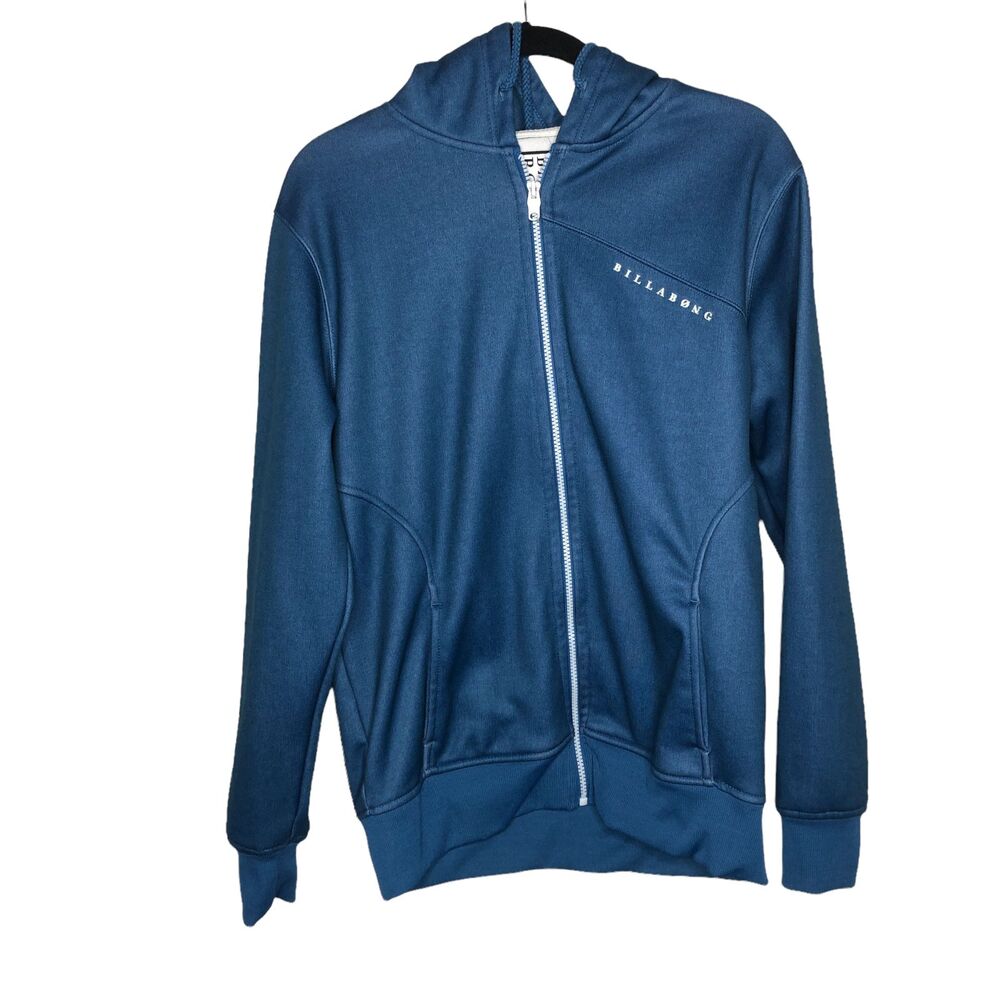 Billabong Jacket Mens Small Blue Full Zip Hooded Pockets Hoodie Lined Surf